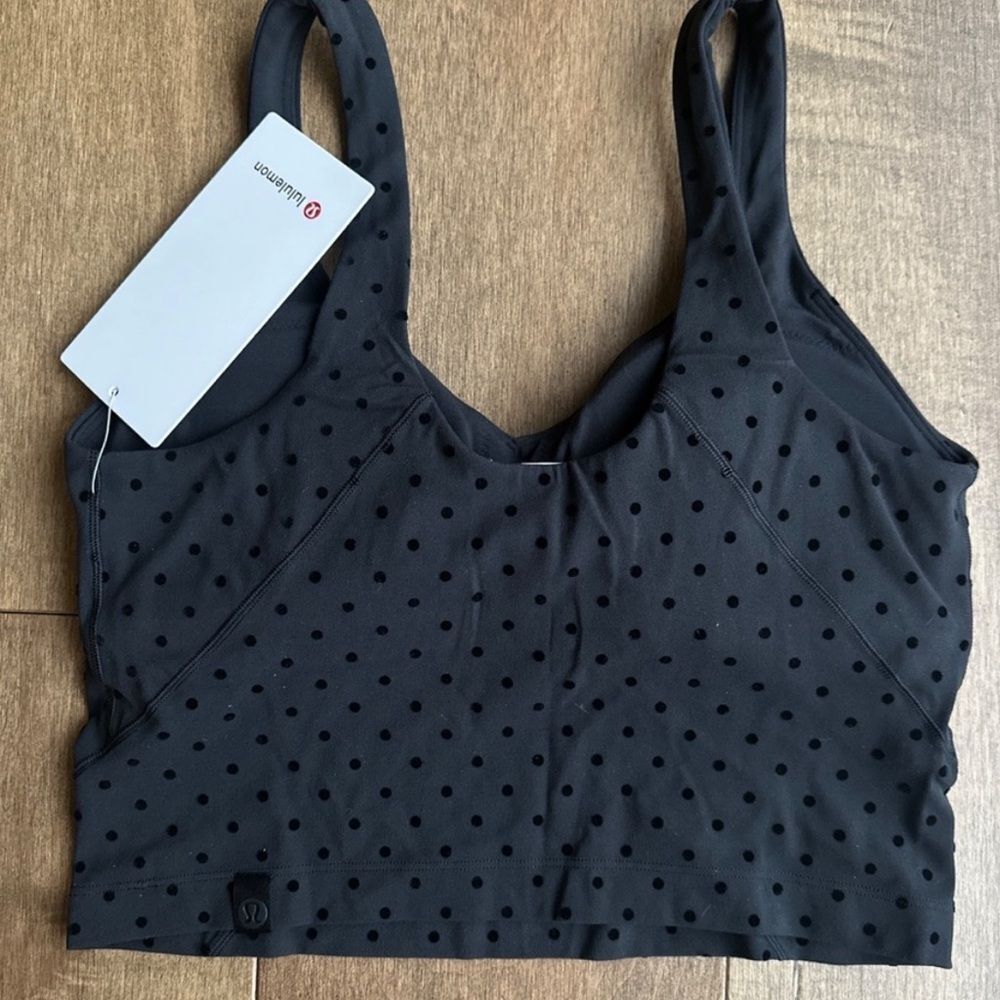 NWT Align Tank Flock Light Support Polka Dot Crop Tank Black Sz 6 NEW Lululemon - Picture 3 of 8